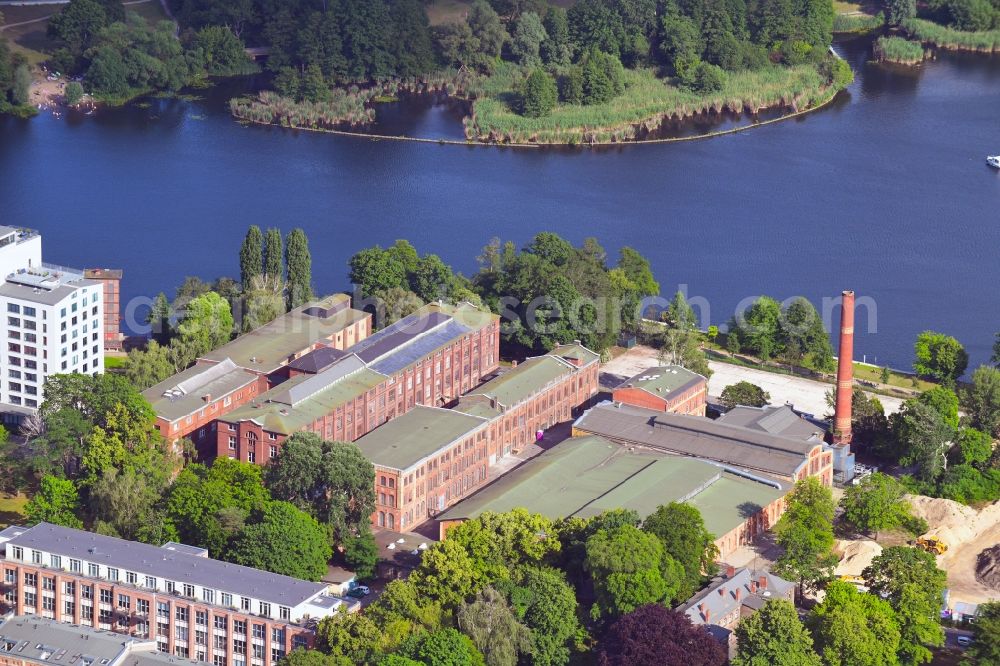 Aerial image Berlin - Industrial estate and company settlement along the Eiswerderstrasse in the district Hakenfelde in Berlin, Germany