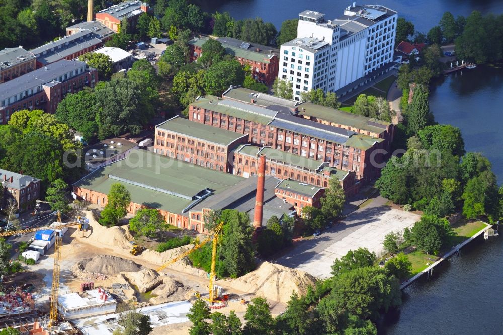 Berlin from above - Industrial estate and company settlement along the Eiswerderstrasse in the district Hakenfelde in Berlin, Germany