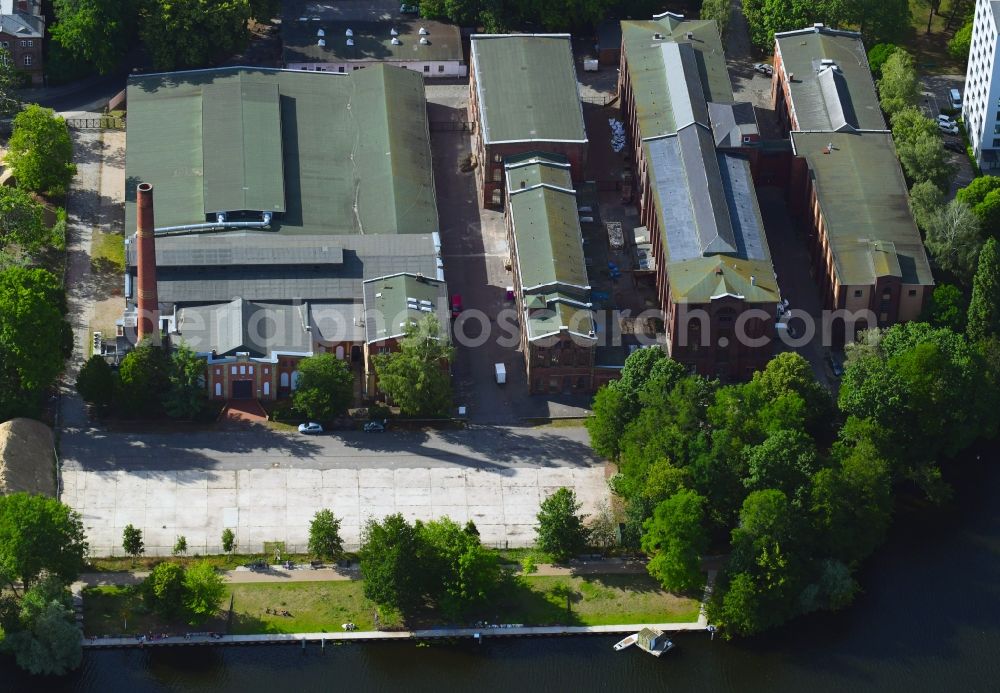 Aerial image Berlin - Industrial estate and company settlement along the Eiswerderstrasse in the district Hakenfelde in Berlin, Germany