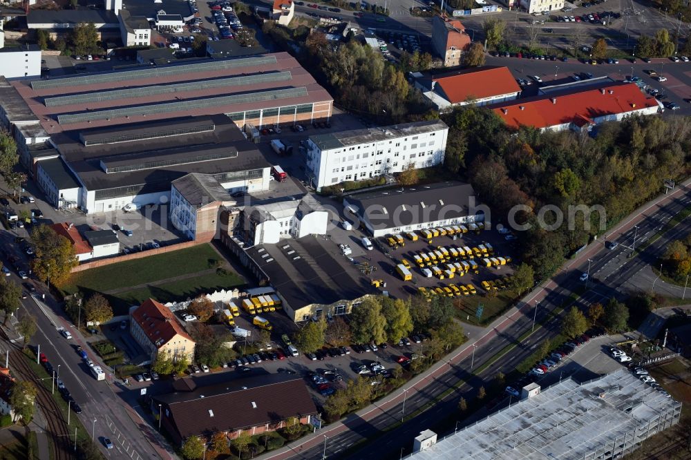 Brandenburg an der Havel from the bird's eye view: Industrial estate and company settlement along the Geschwister-Scholl-Strasse in Brandenburg an der Havel in the state Brandenburg, Germany