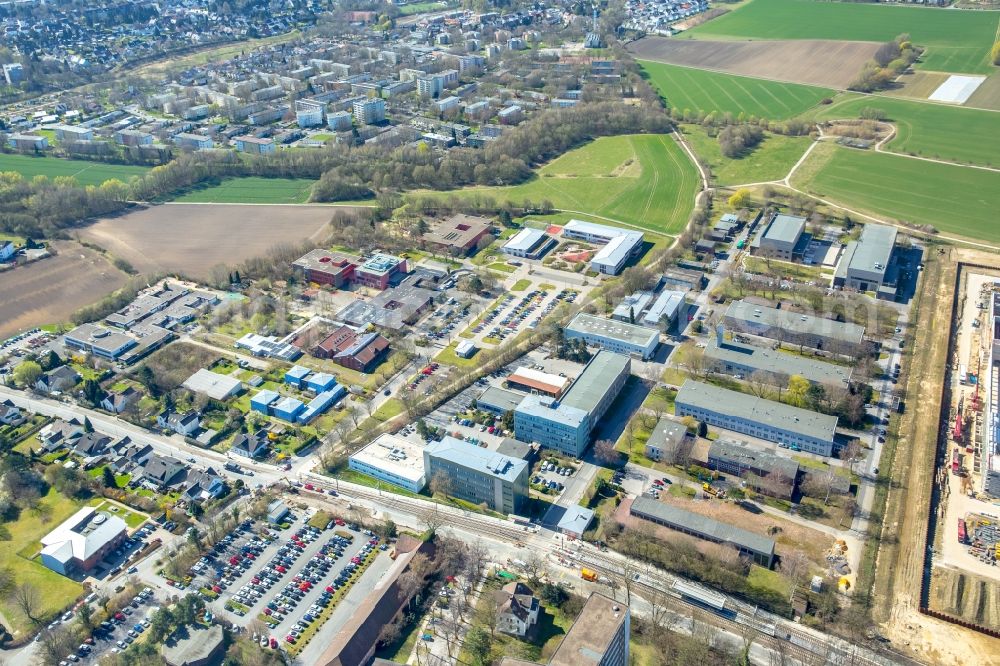 Dortmund from above - Industrial estate and company settlement along the Marsbruchstrasse in Dortmund in the state North Rhine-Westphalia, Germany