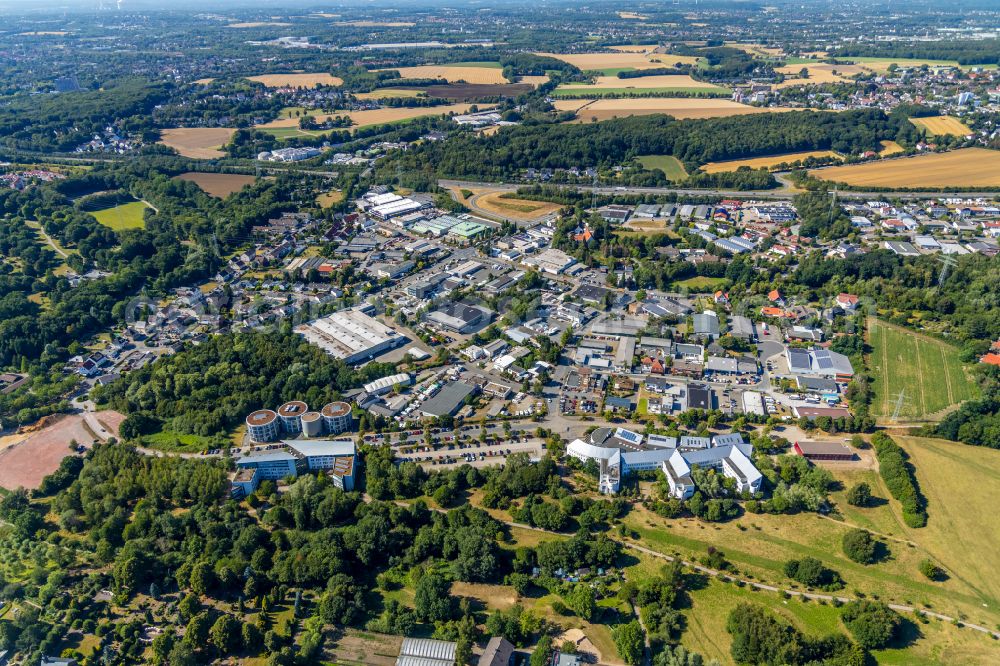 Aerial image Wullen - Industrial estate and company settlement along the Pferdebachstrasse and Liegnitzer Strasse in Wullen at Ruhrgebiet in the state North Rhine-Westphalia, Germany