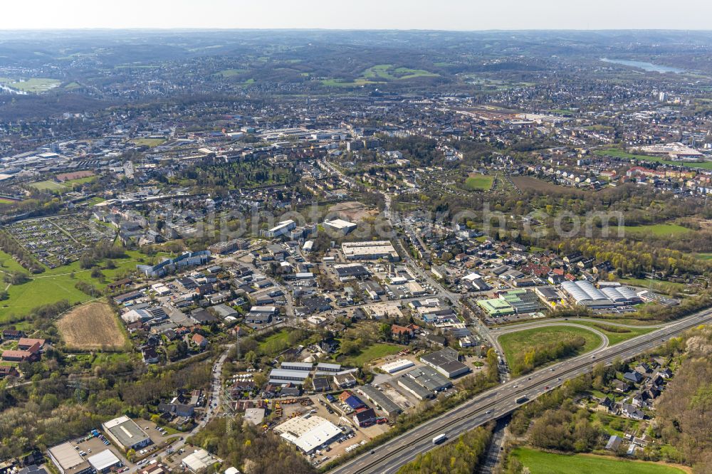 Aerial image Wullen - Industrial estate and company settlement along the Pferdebachstrasse and Liegnitzer Strasse in Wullen at Ruhrgebiet in the state North Rhine-Westphalia, Germany