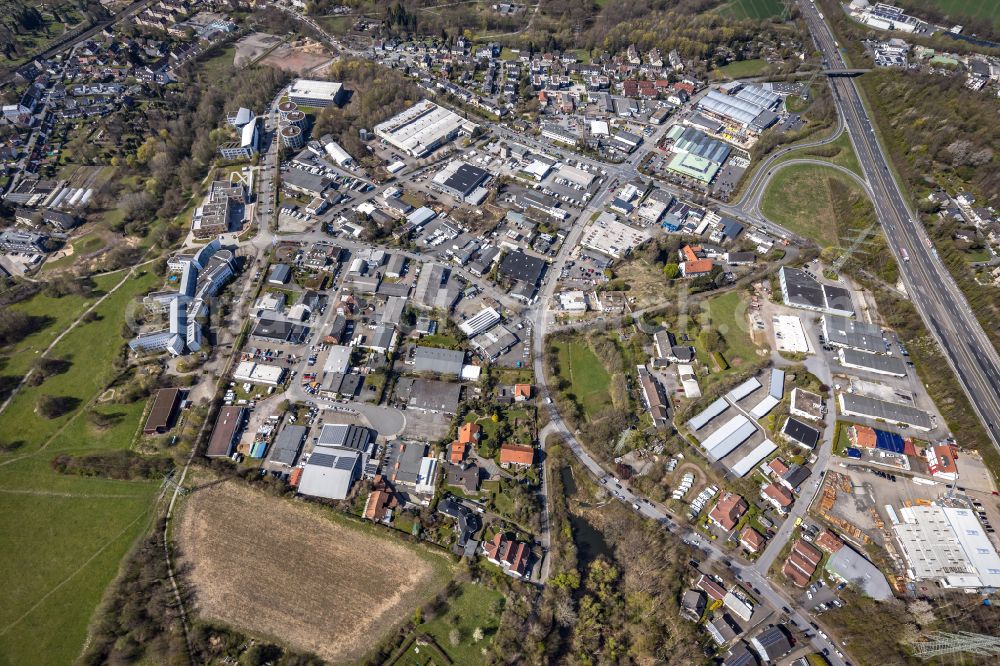 Wullen from above - Industrial estate and company settlement along the Pferdebachstrasse and Liegnitzer Strasse in Wullen at Ruhrgebiet in the state North Rhine-Westphalia, Germany