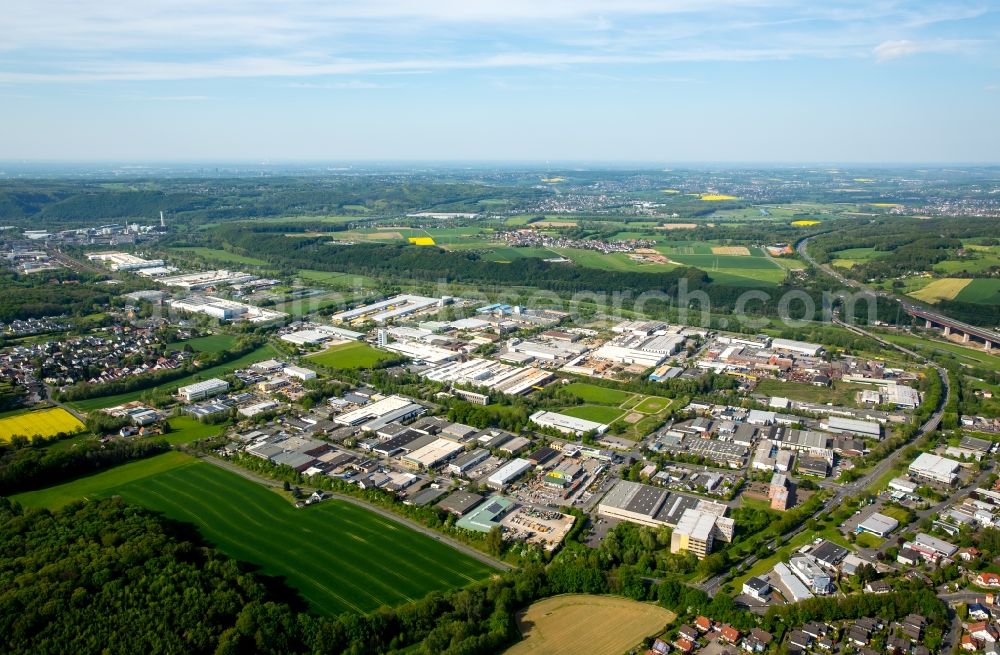 Hagen from above - Industrial area and company premises along Profilstrasse in the East of Hagen in the state of North Rhine-Westphalia