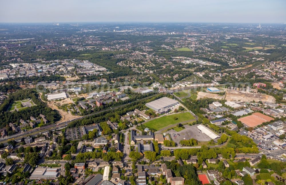 Essen from above - Industrial estate and company settlement along the Schoenscheidtstrasse in Essen in the state North Rhine-Westphalia, Germany