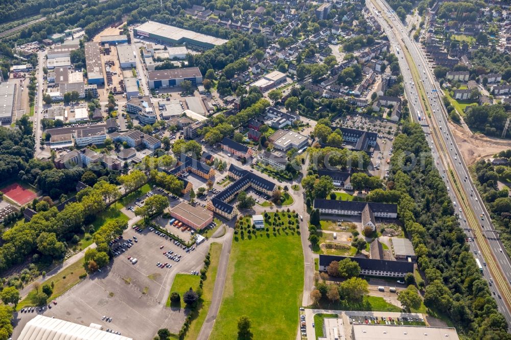 Aerial image Essen - Industrial estate and company settlement along the Schoenscheidtstrasse in Essen in the state North Rhine-Westphalia, Germany