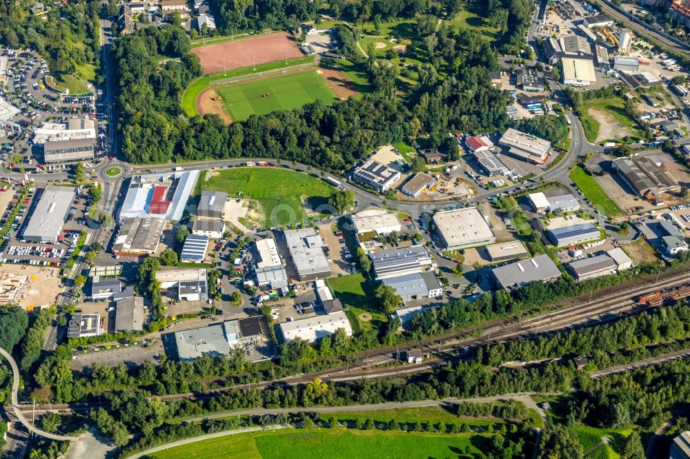 Aerial photograph Bochum - Industrial estate and company settlement along the Strasse Seilfahrt in Bochum in the state North Rhine-Westphalia, Germany