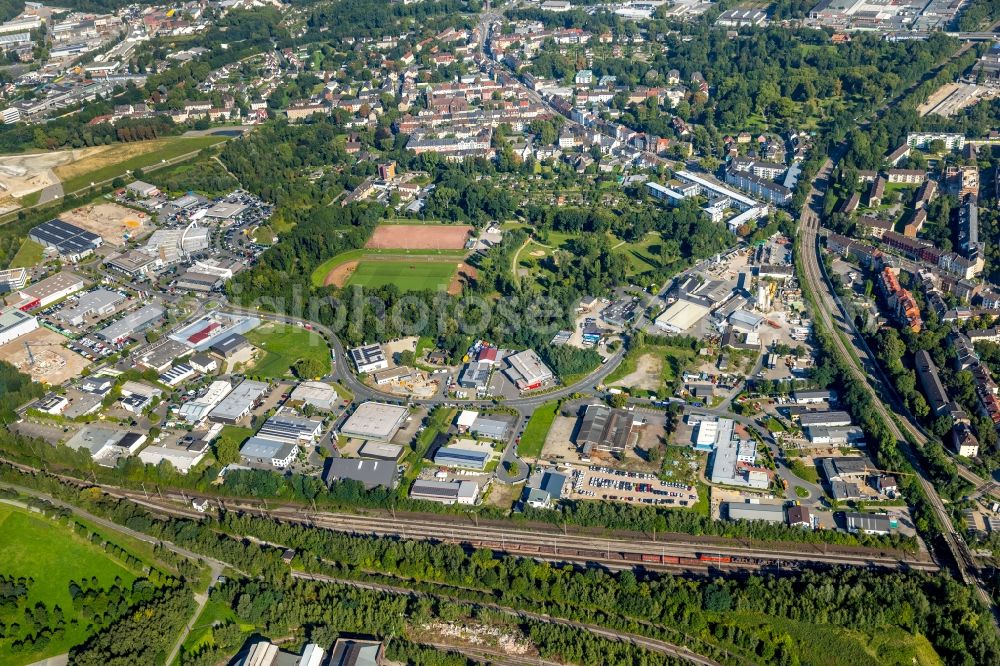 Aerial image Bochum - Industrial estate and company settlement along the Strasse Seilfahrt in Bochum in the state North Rhine-Westphalia, Germany