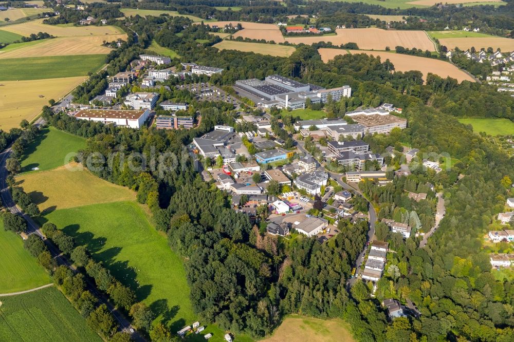 Essen from the bird's eye view: Industrial estate and company settlement along the Strasse Im Teelbruch in Essen in the state North Rhine-Westphalia, Germany