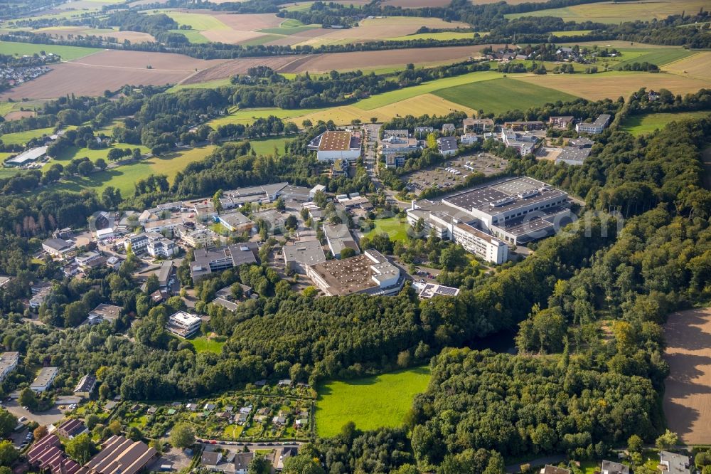 Umstand from above - Industrial estate and company settlement along the Strasse Im Teelbruch in Essen in the state North Rhine-Westphalia, Germany