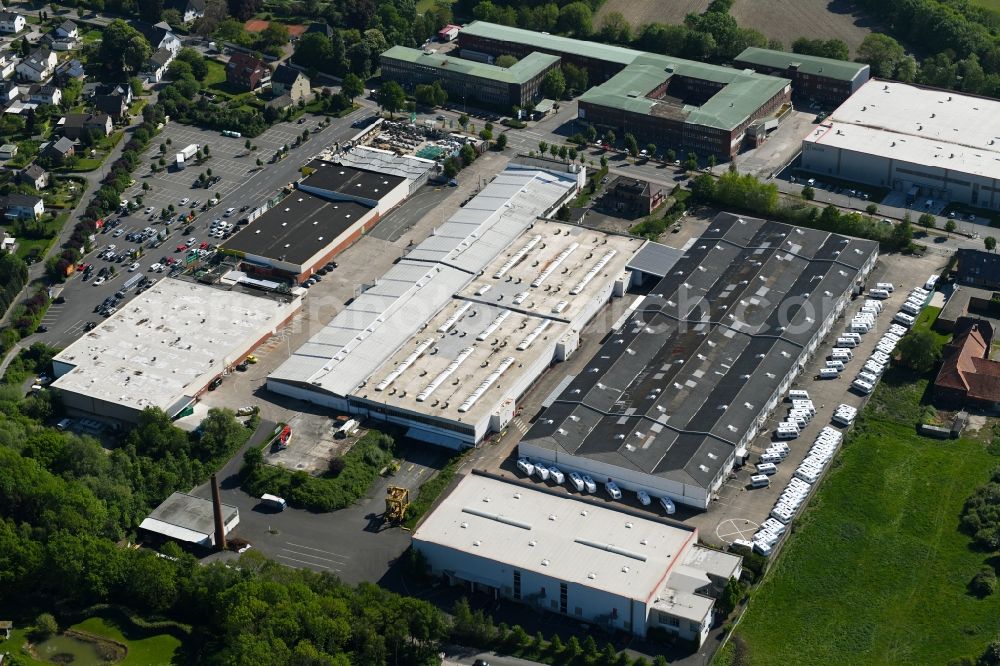 Ennigerloh from above - Industrial estate and company settlement along the Westkirchener Strasse in Ennigerloh in the state North Rhine-Westphalia, Germany