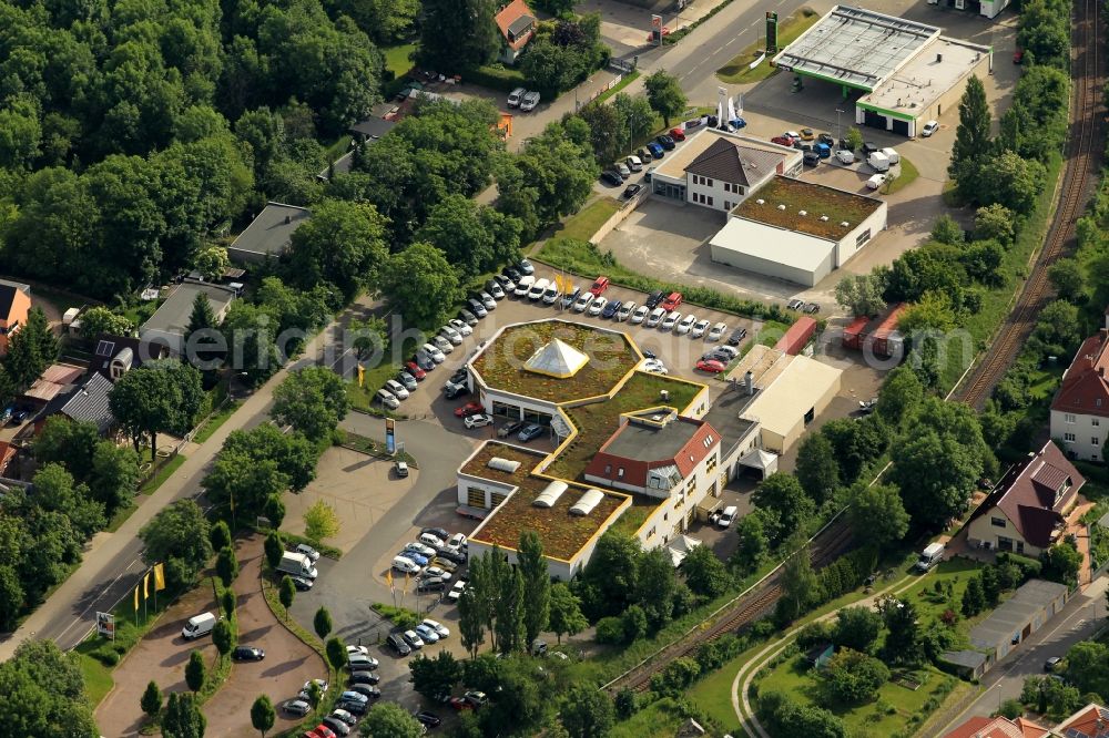 Weimar from above - Located in the commercial area on the Erfurter Straße in Weimar in Thuringia is the car dealership Glinicke