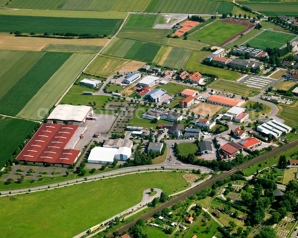 Ergenzingen from above - Industrial estate and company settlement in Ergenzingen in the state Baden-Wuerttemberg, Germany