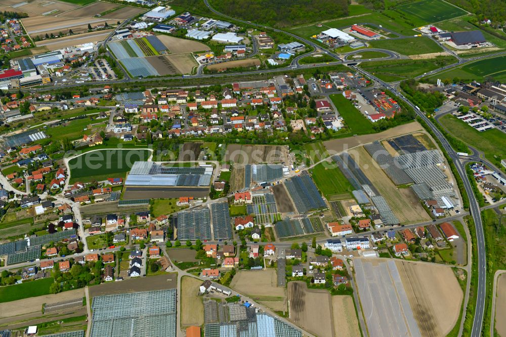 Etwashausen from above - Industrial estate and company settlement in Etwashausen in the state Bavaria, Germany