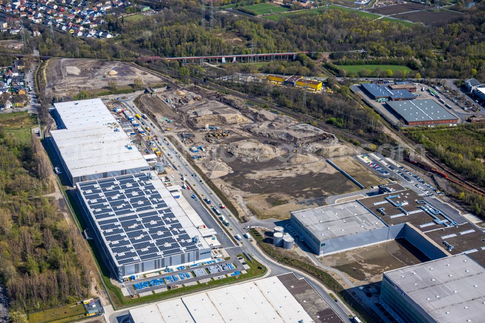 Gelsenkirchen from above - Industrial estate and company settlement on Europastrasse in the district Bulmke-Huellen in Gelsenkirchen at Ruhrgebiet in the state North Rhine-Westphalia, Germany