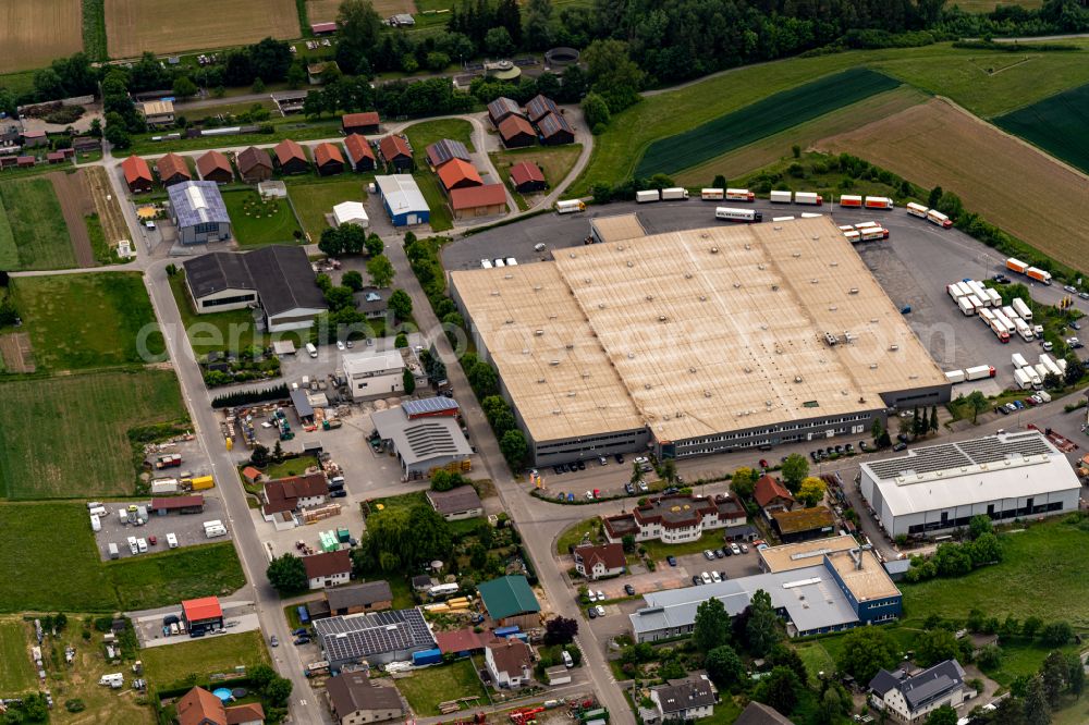 Eutingen im Gäu from above - Industrial estate and company settlement on street Daimlerstrasse in Eutingen im Gaeu in the state Baden-Wuerttemberg, Germany