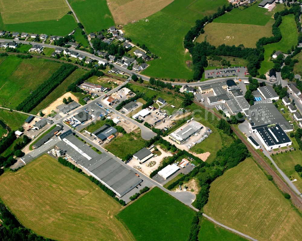 Aerial image Aue - Industrial estate and company settlement in Aue in the state North Rhine-Westphalia, Germany