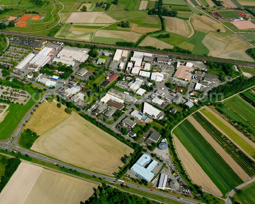 Aerial photograph Bühl - Industrial estate and company settlement in Bühl in the state Baden-Wuerttemberg, Germany