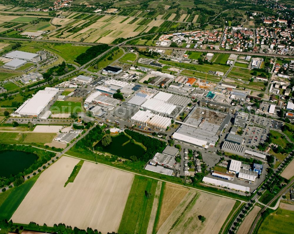 Bühl from above - Industrial estate and company settlement in Bühl in the state Baden-Wuerttemberg, Germany