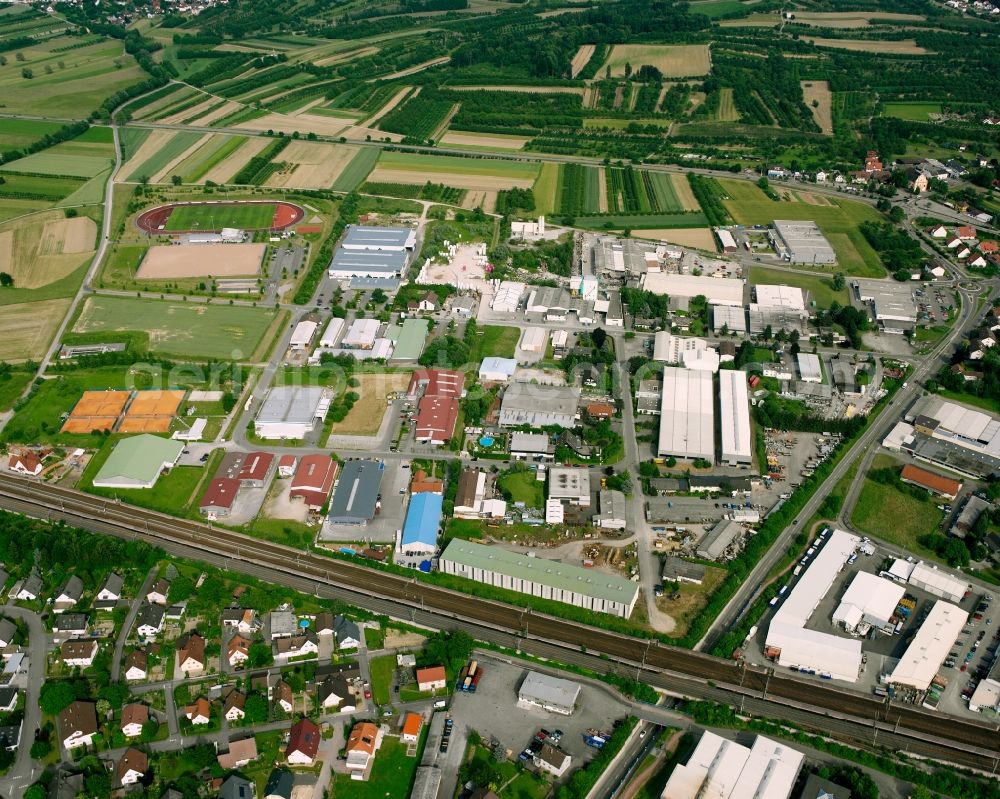 Aerial image Ottersweier - Industrial estate and company settlement in Ottersweier in the state Baden-Wuerttemberg, Germany