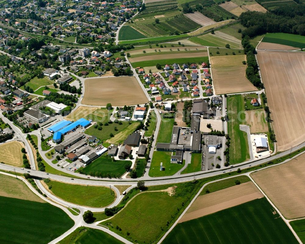 Aerial photograph Lottstetten - Industrial estate and company settlement on Feldwiesenstrasse in Lottstetten in the state Baden-Wuerttemberg, Germany