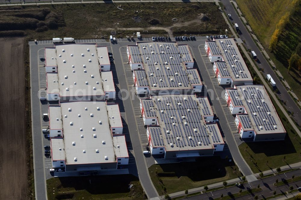 Aerial image Berlin - Industrial estate and company settlement Business Park Berlin as part of the airport concept BER in the South of Berlin in Germany