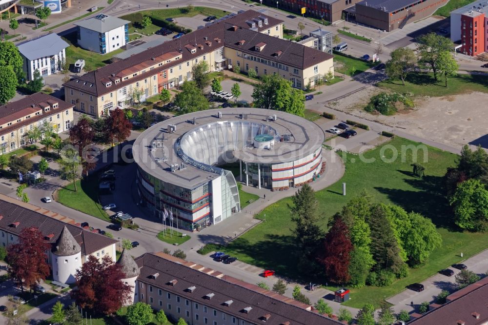 Bad Tölz from above - Industrial estate and company settlement FlintCenter in Bad Toelz in the state Bavaria, Germany