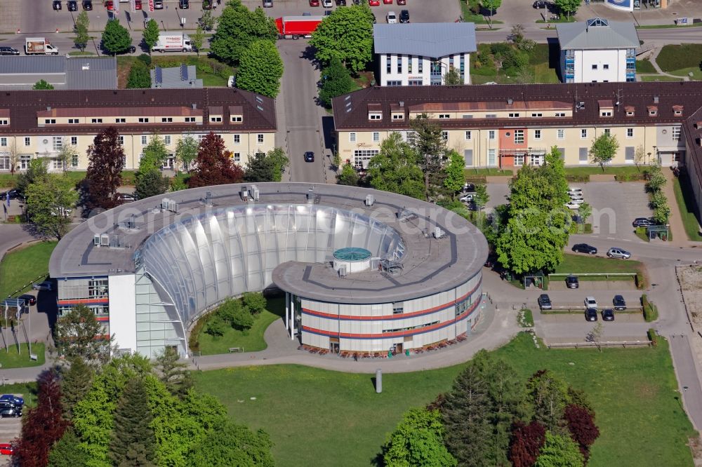 Bad Tölz from above - Industrial estate and company settlement FlintCenter in Bad Toelz in the state Bavaria, Germany