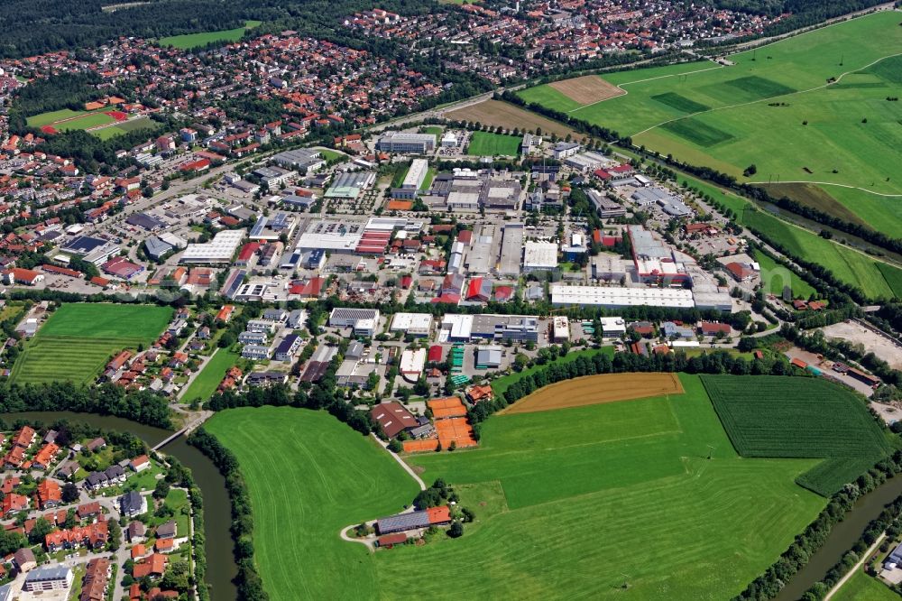 Aerial image Wolfratshausen - Industrial estate and company settlement in Wolfratshausen in the state Bavaria, Germany