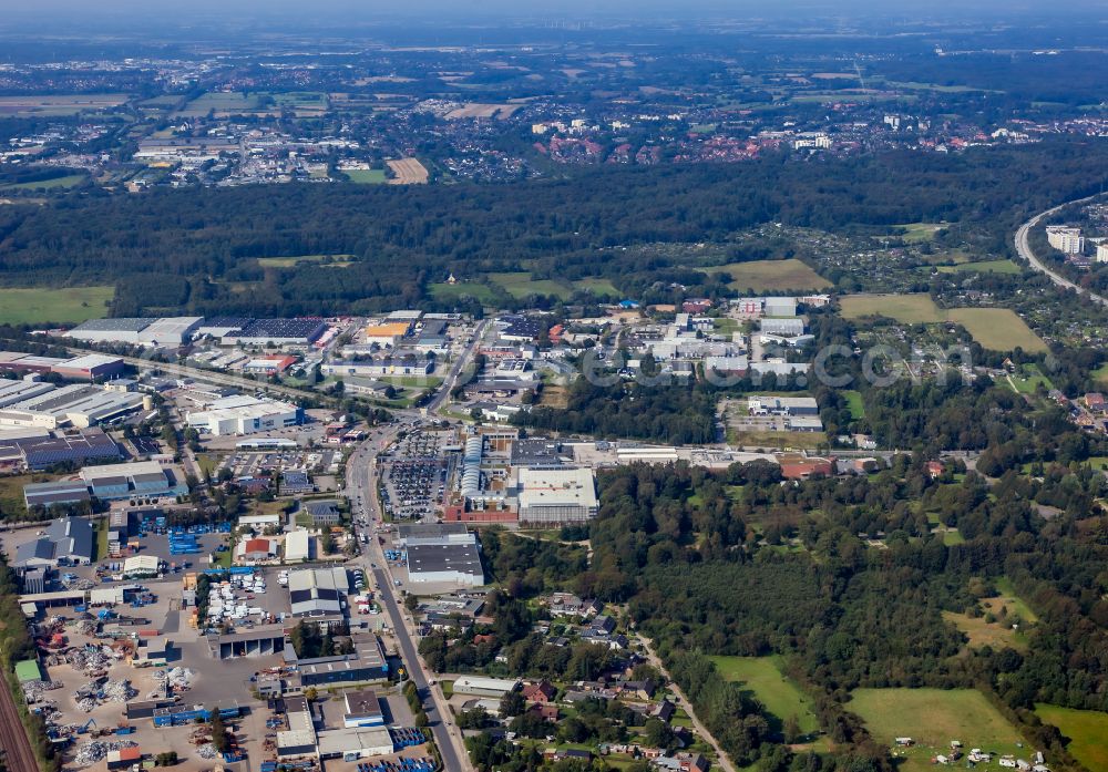 Aerial image Flensburg - Industrial estate and company settlement Flensburg -West between Lilienthalstrasse and Bundesstrasse B199 in Flensburg in the state Schleswig-Holstein, Germany