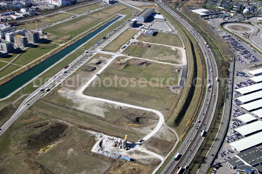 Aerial image Sindelfingen - Commercial area on Long Lake south of the Daimler AG - Mercedes-Benz plant in Sindelfingen in Baden-Wuerttemberg