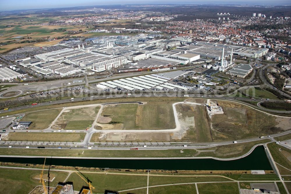 Aerial image Sindelfingen - Commercial area on Long Lake south of the Daimler AG - Mercedes-Benz plant in Sindelfingen in Baden-Wuerttemberg