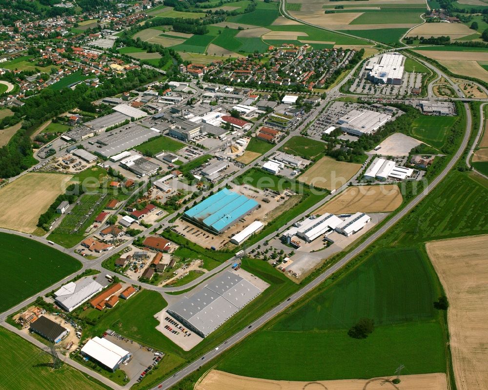 Aerial image Pfarrkirchen - Industrial estate and company settlement on Franz-Stelzenberger-Strasse in the district Mooshof in Pfarrkirchen in the state Bavaria, Germany