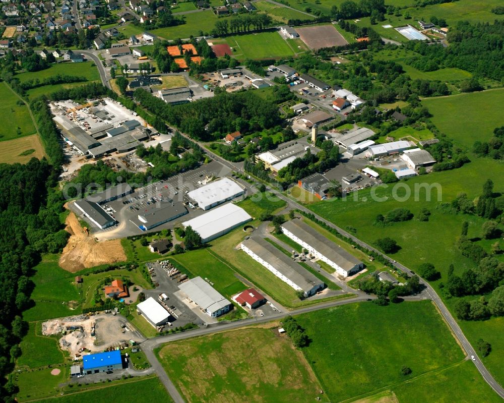 Aerial image Frickhofen - Industrial estate and company settlement in Frickhofen in the state Hesse, Germany