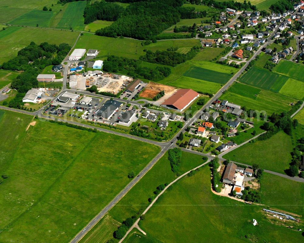 Aerial photograph Fussingen - Industrial estate and company settlement in Fussingen in the state Hesse, Germany