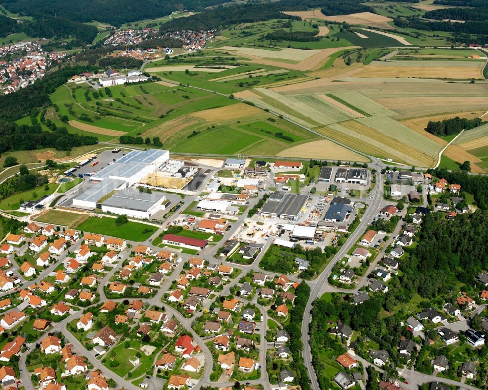 Gammertingen from the bird's eye view: Industrial estate and company settlement in Gammertingen in the state Baden-Wuerttemberg, Germany