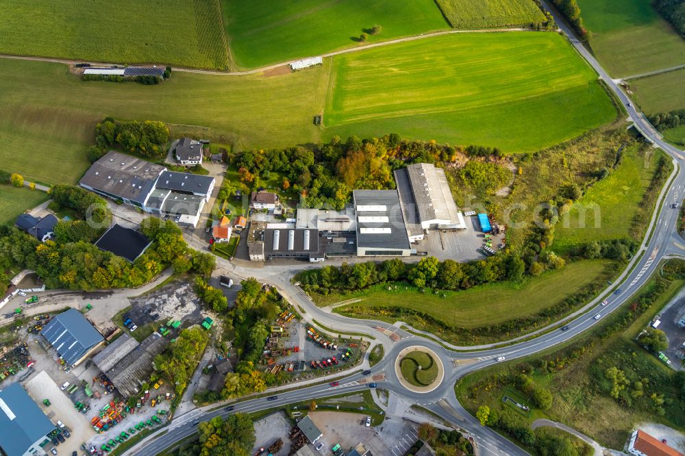 Garbecker Hammer from above - Industrial estate and company settlement in Garbecker Hammer in the state North Rhine-Westphalia, Germany