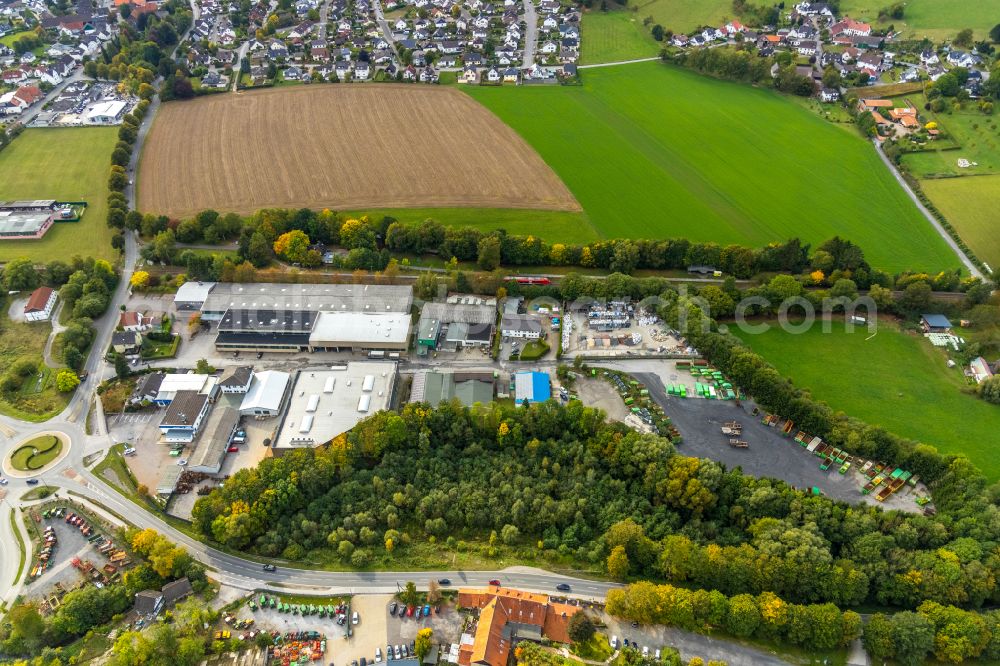 Garbecker Hammer from the bird's eye view: Industrial estate and company settlement in Garbecker Hammer in the state North Rhine-Westphalia, Germany