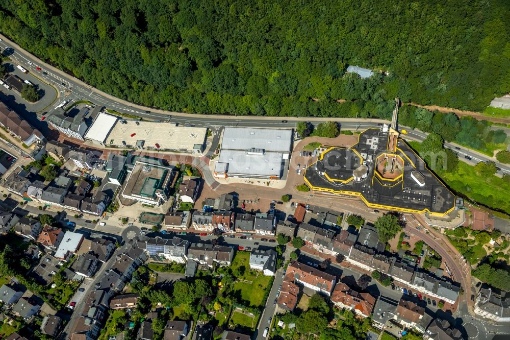 Ennepetal from above - Industrial estate and company settlement Gasstrasse - Neustrasse with yellow Haus Ennepetal in Ennepetal in the state North Rhine-Westphalia