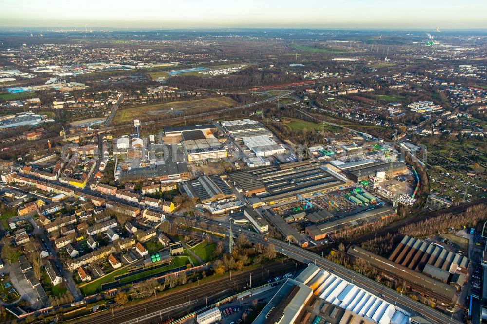 Aerial photograph Gelsenkirchen - Commercial area and business establishment of the company Rhenus PET Recycling GmbH, the Ebrex Germany GmbH and other in Gelsenkirchen in North Rhine-Westphalia