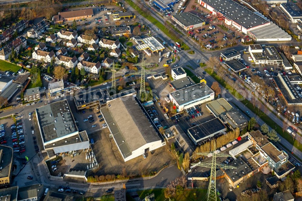 Gelsenkirchen from above - Industrial estate and company settlement at the A42 in Gelsenkirchen in the state North Rhine-Westphalia