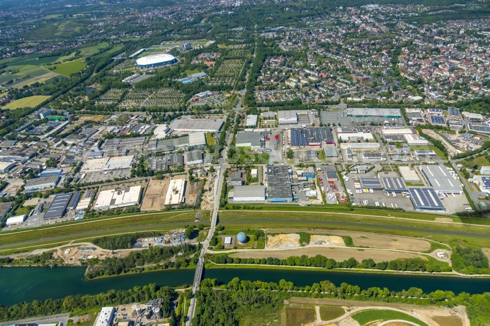 Gelsenkirchen from above - Industrial estate and company settlement on Adenauerallee in the district Erle in Gelsenkirchen at Ruhrgebiet in the state North Rhine-Westphalia, Germany