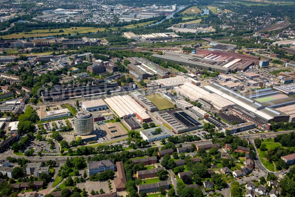 Mülheim an der Ruhr from the bird's eye view: Industrial estate and company settlement GENEBA Industriepark in Muelheim on the Ruhr in the state North Rhine-Westphalia