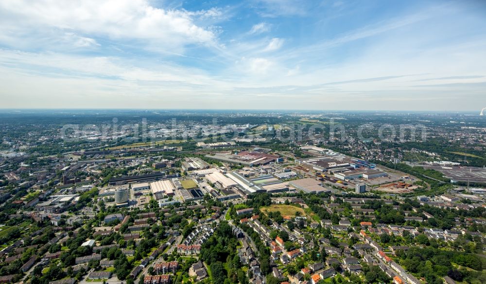 Aerial image Mülheim an der Ruhr - Industrial estate and company settlement GENEBA Industriepark in Muelheim on the Ruhr in the state North Rhine-Westphalia