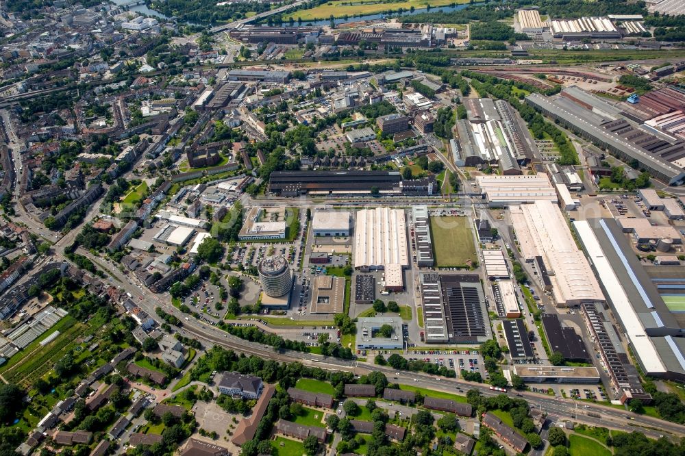 Aerial image Mülheim an der Ruhr - Industrial estate and company settlement GENEBA Industriepark in Muelheim on the Ruhr in the state North Rhine-Westphalia