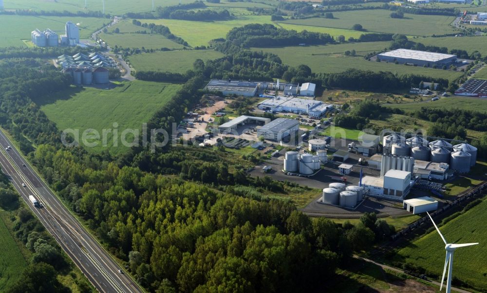 Aerial photograph Gerdshagen - Commercial area in Gerdshagen in Brandenburg. Directly at the motorway BAB A24 - E26 preferred forage equipment gbf German biofuels gmbh