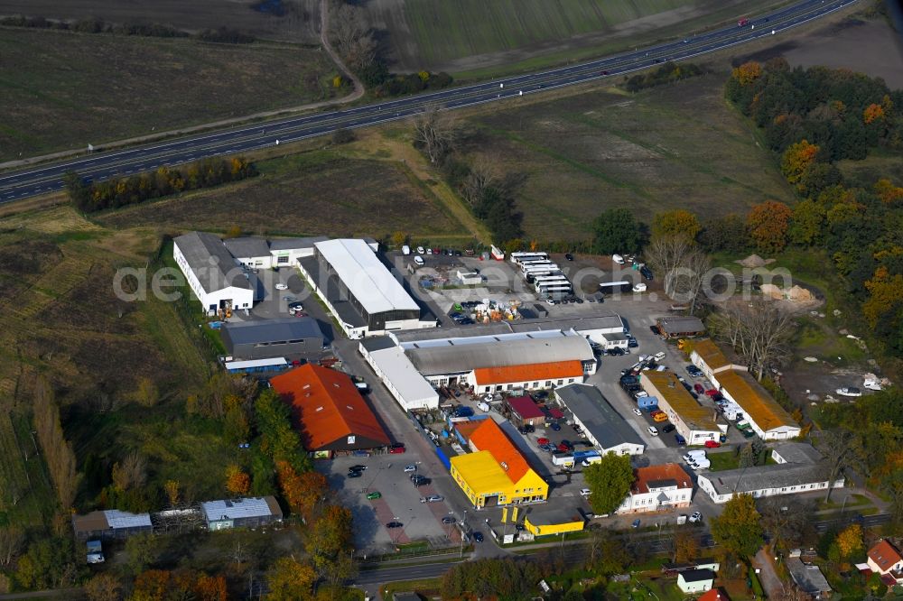 Aerial photograph Oranienburg - Industrial estate and company settlement Germendorfer Allee in the district Eden in Oranienburg in the state Brandenburg, Germany