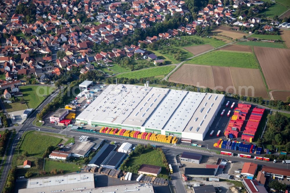 Knetzgau from above - Industrial estate and company settlement Gewerbegebiet An of Siechkapelle in Knetzgau in the state Bavaria, Germany