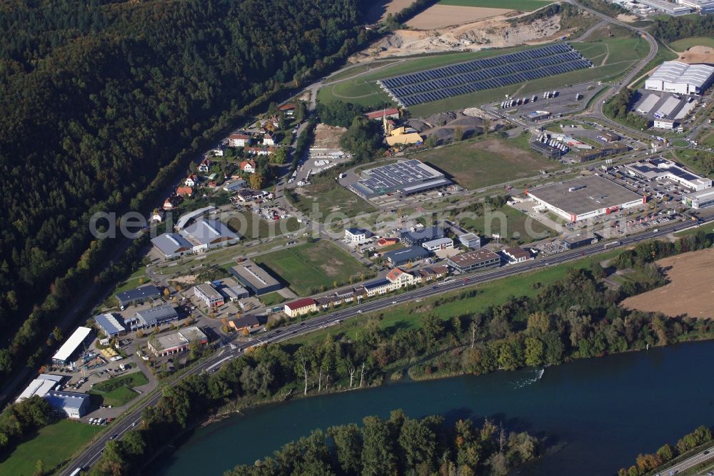 Waldshut-Tiengen from above - Industrial estate and company settlement Gewerbepark Hochrhein in Waldshut-Tiengen in the state Baden-Wuerttemberg, Germany